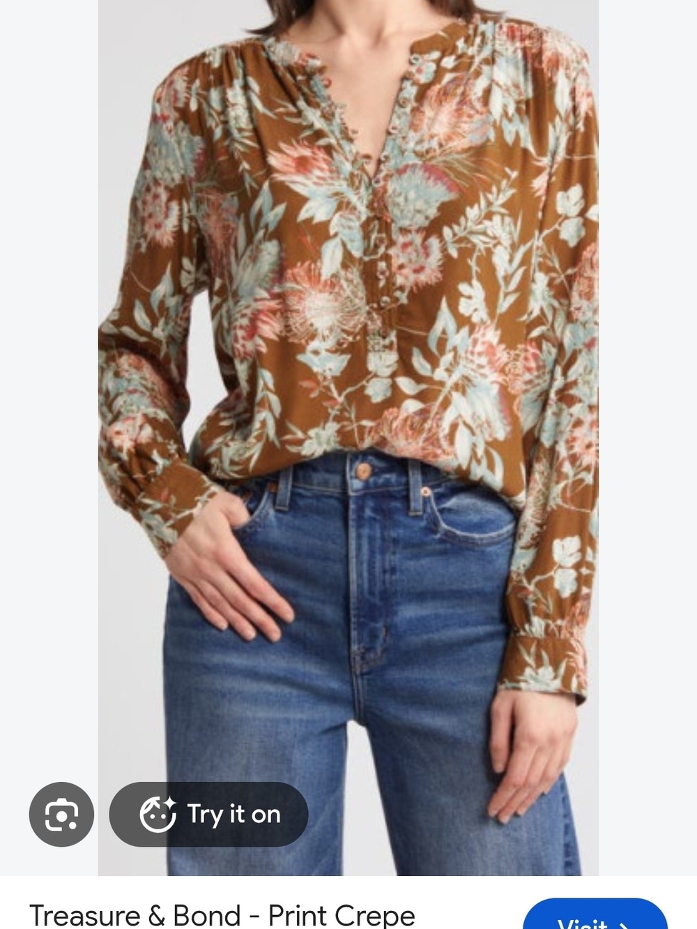 Treasure & Bond Print Crepe Popover Top